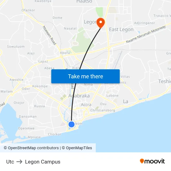 Utc to Legon Campus map