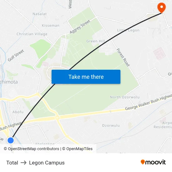 Total to Legon Campus map