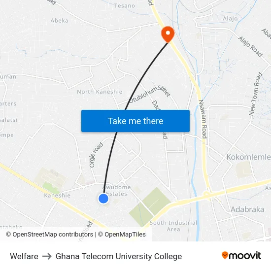 Welfare to Ghana Telecom University College map