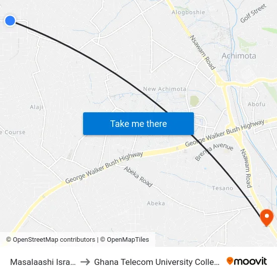 Masalaashi Israel to Ghana Telecom University College map