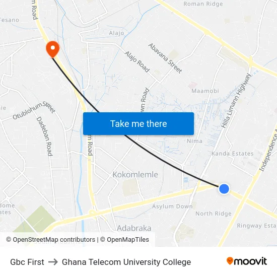 Gbc First to Ghana Telecom University College map