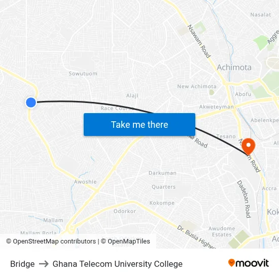 Bridge to Ghana Telecom University College map