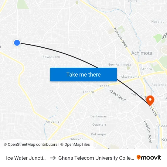 Ice Water Junction to Ghana Telecom University College map