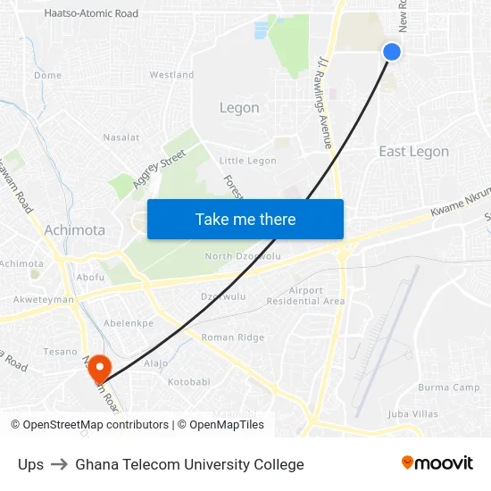 Ups to Ghana Telecom University College map