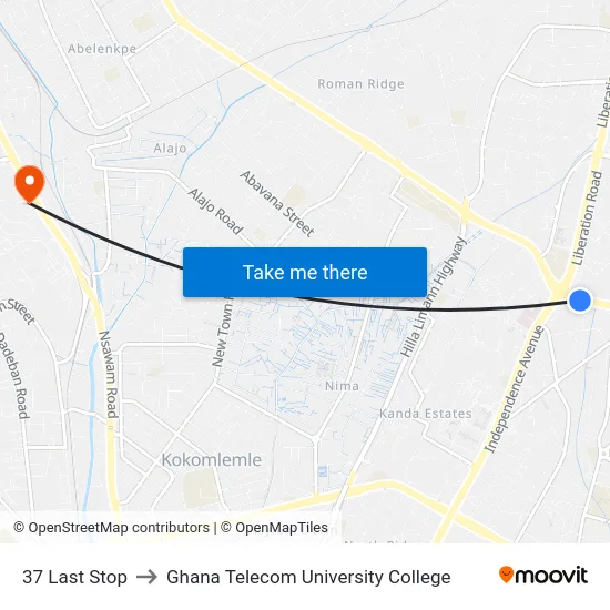 37 Last Stop to Ghana Telecom University College map