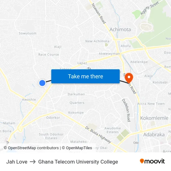 Jah Love to Ghana Telecom University College map