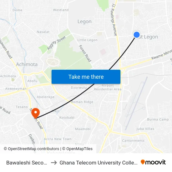 Bawaleshi Second to Ghana Telecom University College map