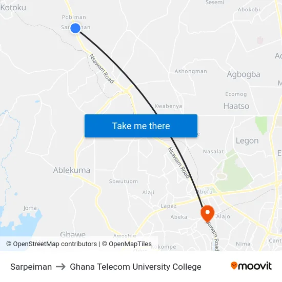 Sarpeiman to Ghana Telecom University College map