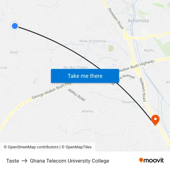 Taste to Ghana Telecom University College map