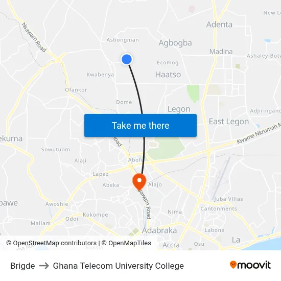Brigde to Ghana Telecom University College map