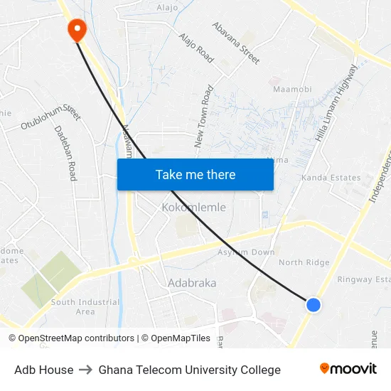 Adb House to Ghana Telecom University College map