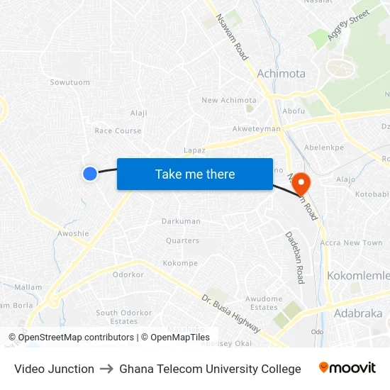 Video Junction to Ghana Telecom University College map