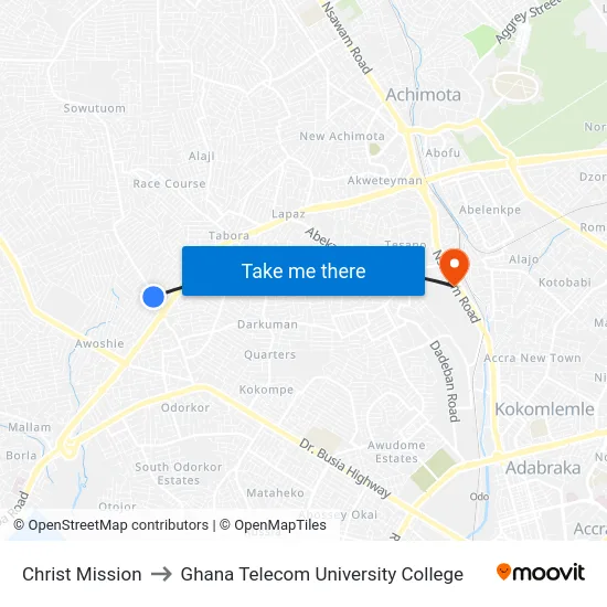 Christ Mission to Ghana Telecom University College map