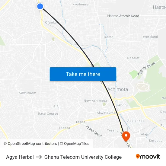 Agya Herbal to Ghana Telecom University College map