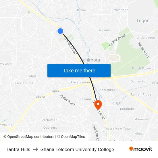 Tantra Hills to Ghana Telecom University College map