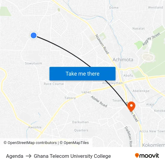 Agenda to Ghana Telecom University College map