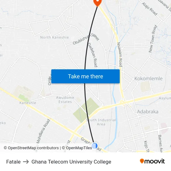 Fatale to Ghana Telecom University College map