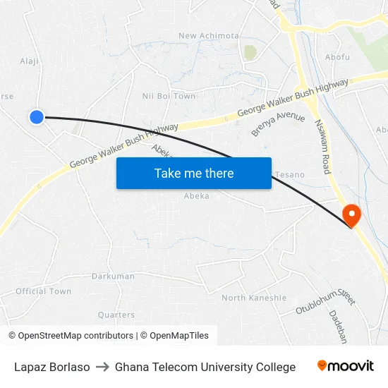Lapaz Borlaso to Ghana Telecom University College map