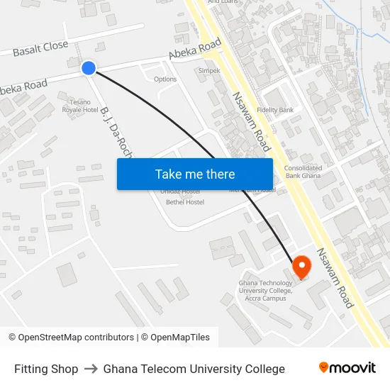 Fitting Shop to Ghana Telecom University College map