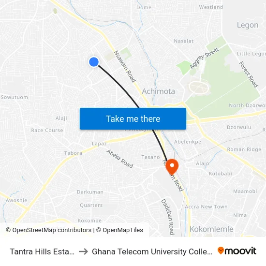 Tantra Hills Estate to Ghana Telecom University College map
