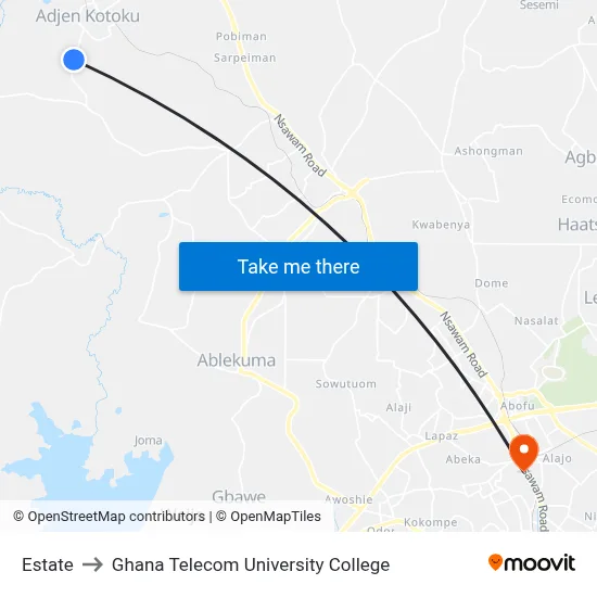 Estate to Ghana Telecom University College map