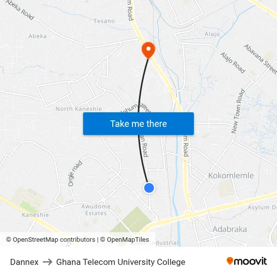 Dannex to Ghana Telecom University College map