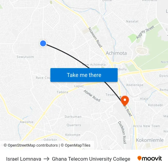 Israel Lomnava to Ghana Telecom University College map
