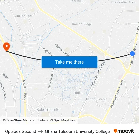 Opeibea Second to Ghana Telecom University College map