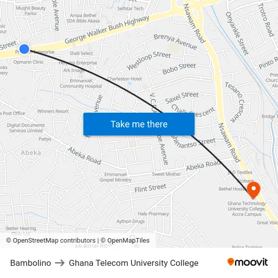 Bambolino to Ghana Telecom University College map