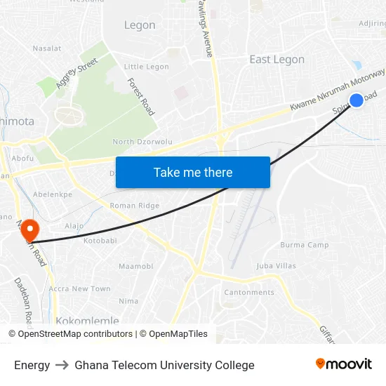 Energy to Ghana Telecom University College map