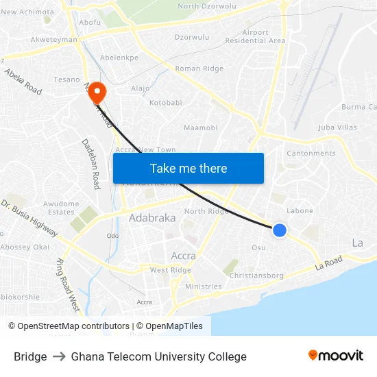 Bridge to Ghana Telecom University College map
