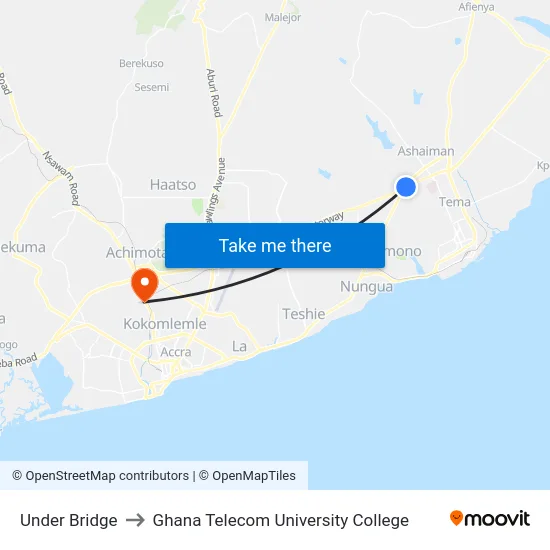 Under Bridge to Ghana Telecom University College map