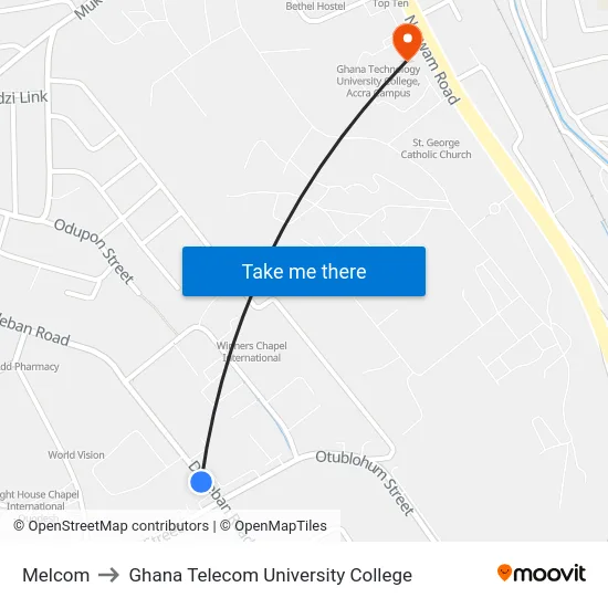 Melcom to Ghana Telecom University College map