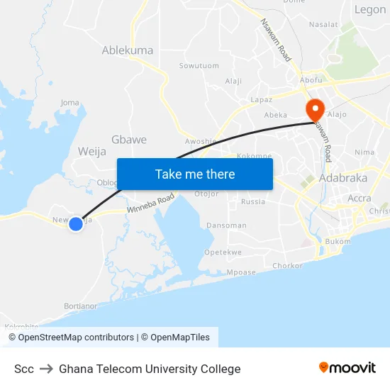 Scc to Ghana Telecom University College map