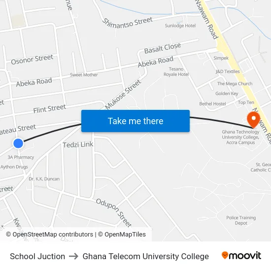 School Juction to Ghana Telecom University College map