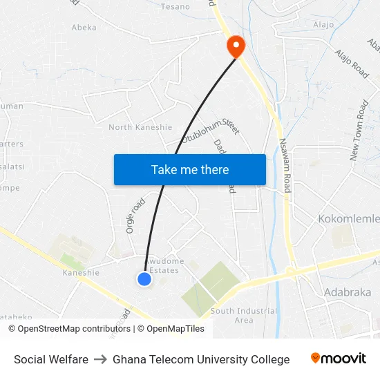 Social Welfare to Ghana Telecom University College map