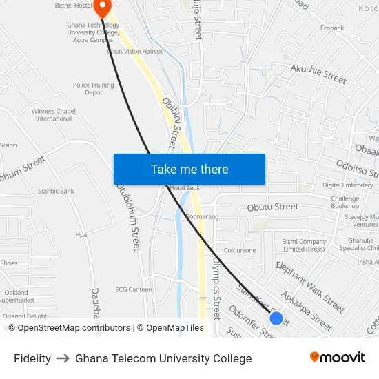 Fidelity to Ghana Telecom University College map