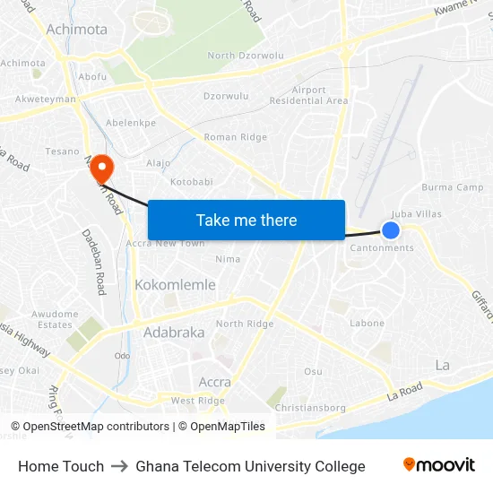 Home Touch to Ghana Telecom University College map
