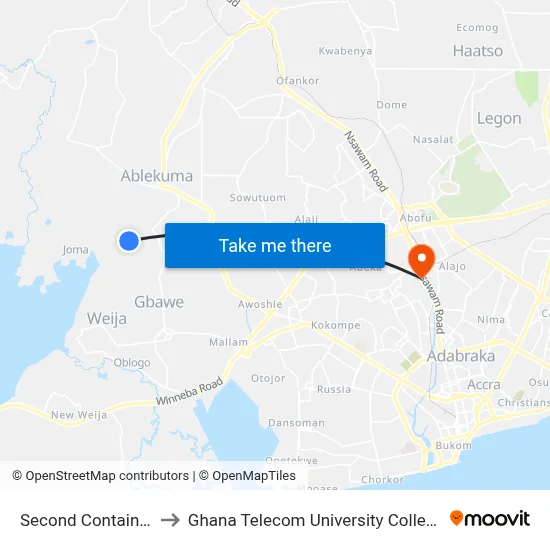 Second Container to Ghana Telecom University College map