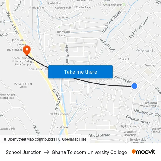 School Junction to Ghana Telecom University College map
