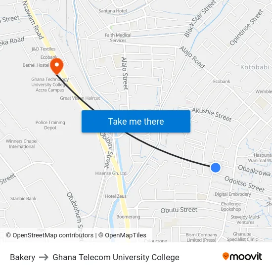 Bakery to Ghana Telecom University College map