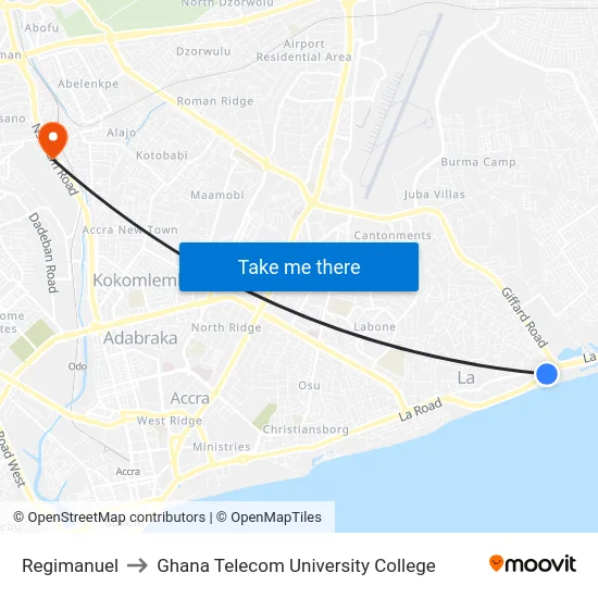 Regimanuel to Ghana Telecom University College map
