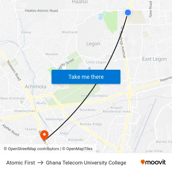 Atomic First to Ghana Telecom University College map