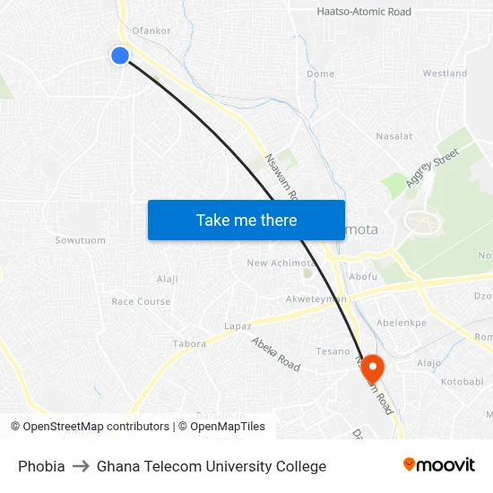 Phobia to Ghana Telecom University College map