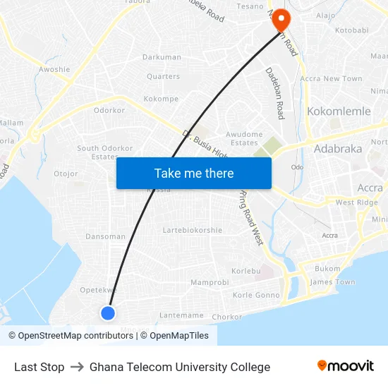 Last Stop to Ghana Telecom University College map