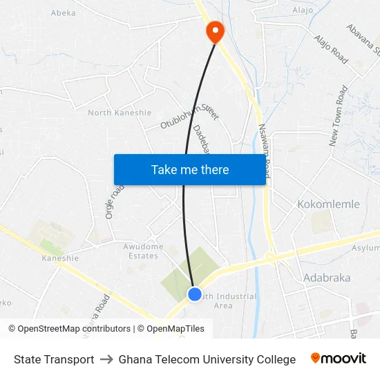 State Transport to Ghana Telecom University College map