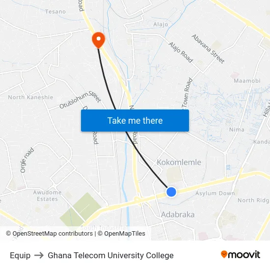 Equip to Ghana Telecom University College map