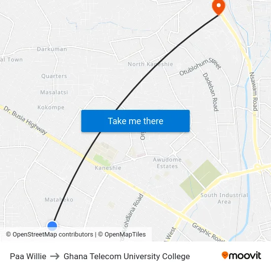 Paa Willie to Ghana Telecom University College map