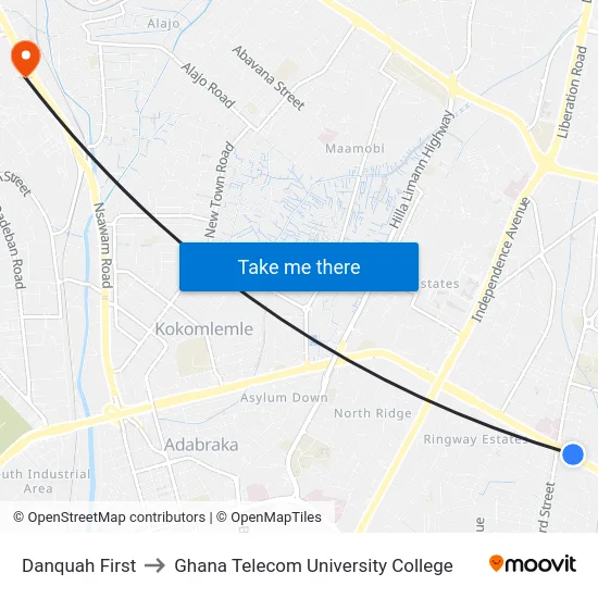 Danquah First to Ghana Telecom University College map