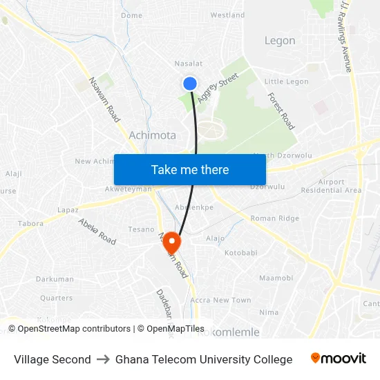 Village Second to Ghana Telecom University College map